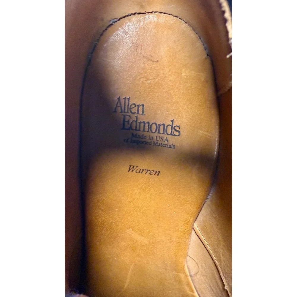Allen Edmonds Warren 11.5 D Brown Split Toe Derby Oxford Dress Shoes USA Rubber